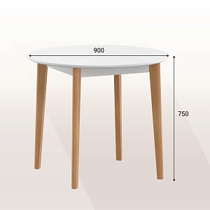 Стол круглый SKYLAND LYKKE TR-90, белый/бук, 90х90х75 см